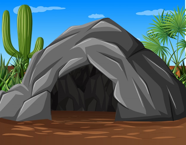 Vector una cueva de piedra en el desierto