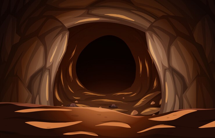 Vector una cueva de piedra oscura