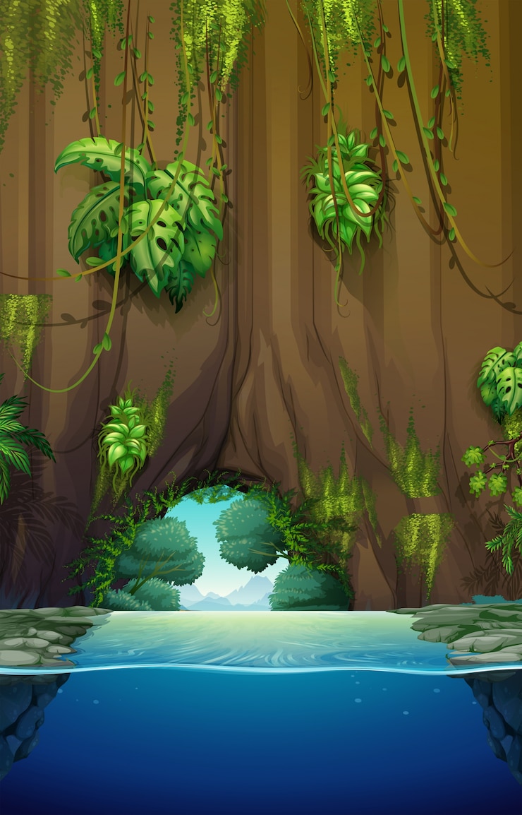Vector cueva sobre el agua