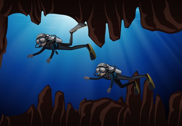 Cueva submarina de buceo