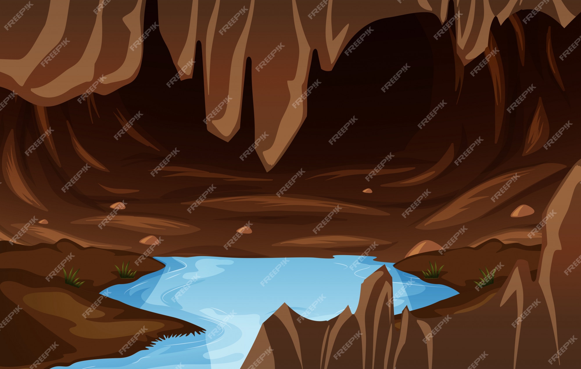 Cueva subterránea con agua | Vector Premium