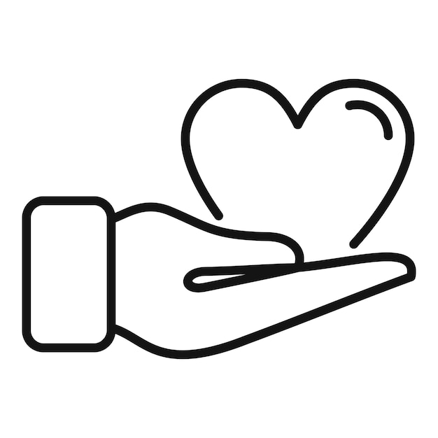 Cuidado amor icono de la mano contorno vector Habilidades de afrontamiento de la persona