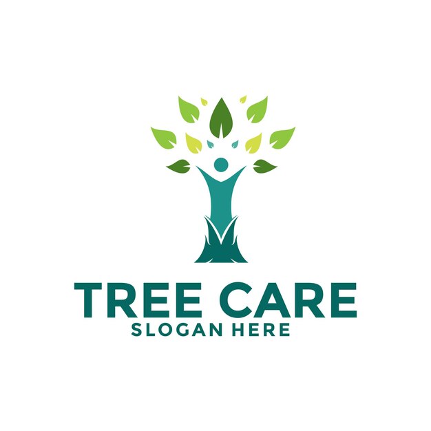 Cuidado del árbol guardar el logotipo del árbol vector personas árbol plantilla de icono del logotipo