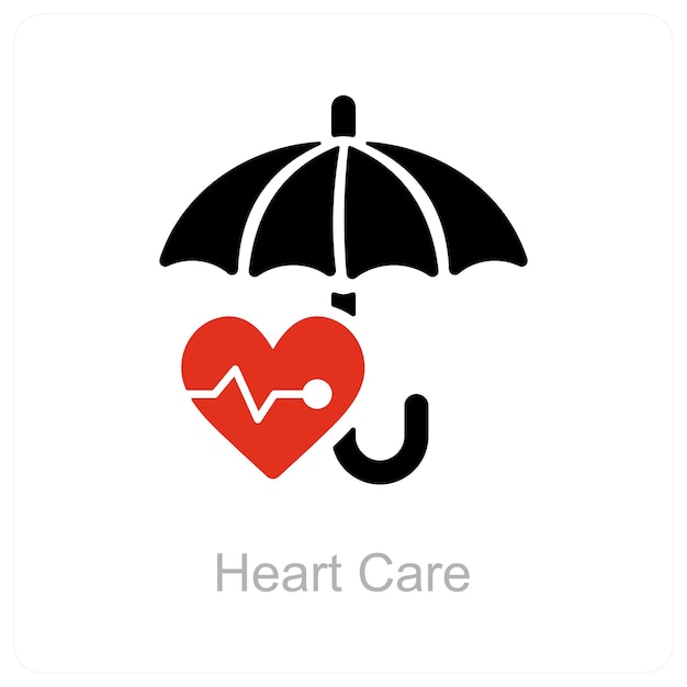 cuidado del corazón y concepto de icono médico