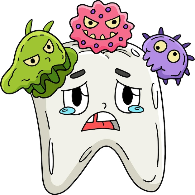 Cuidado dental El diente atacado por las caries Clipart