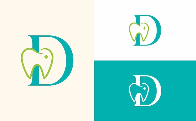 Cuidado dental logo diente doctor consultorio dental letra d