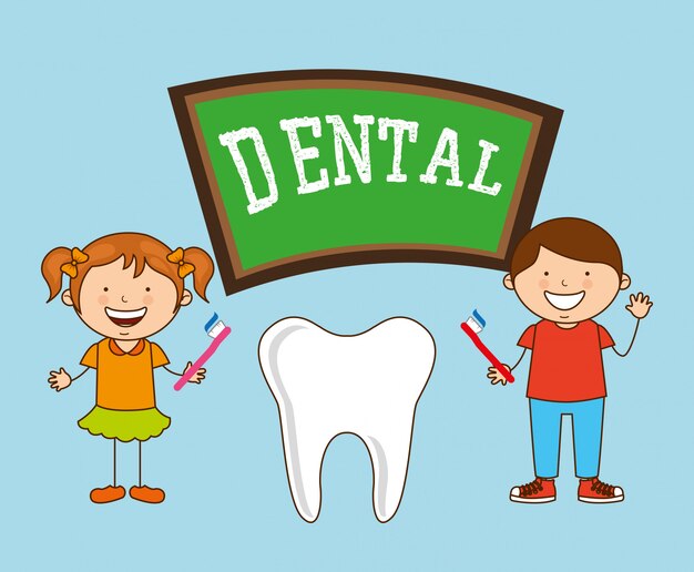 Vector cuidado dental de niños