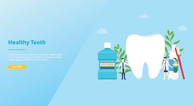 Cuidado dental o dental con equipo médico y dientes grandes y cepillo de dientes para la plantilla de sitio web