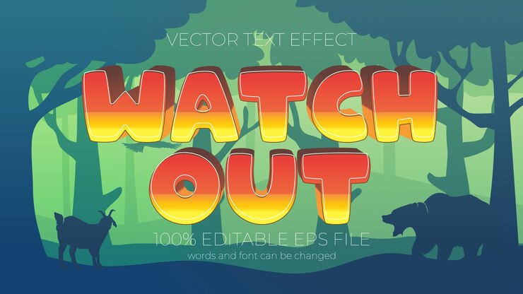 Vector cuidado con el estilo de efecto de texto efecto de texto editable eps