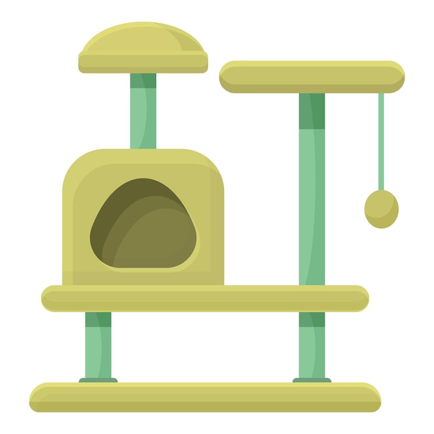 Cuidado gato casa icono dibujos animados vector Tienda de mascotas Torre escalada
