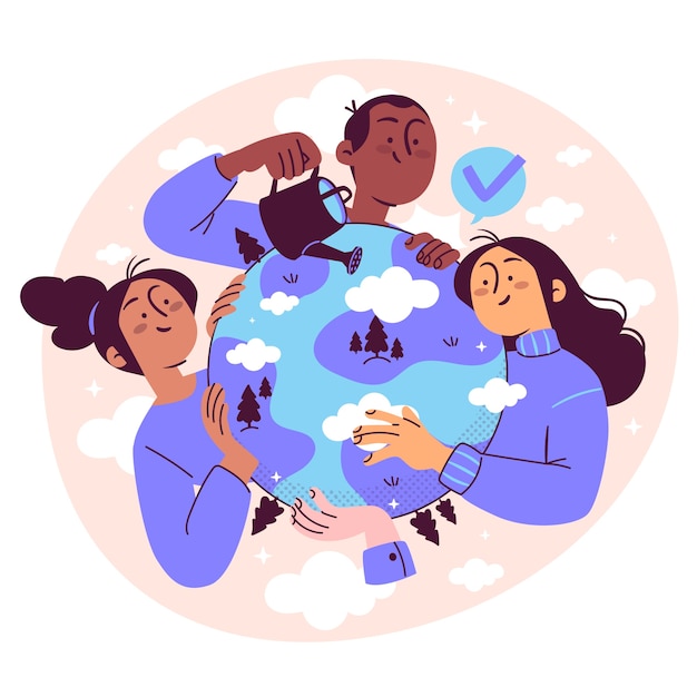 El cuidado de la ilustración del concepto de la tierra