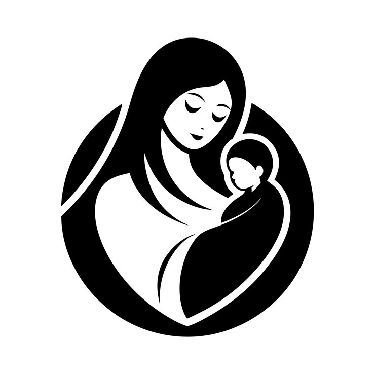 Cuidado de la madre y el bebé silueta ilustración de arte vectorial vínculo amoroso y momentos tiernos