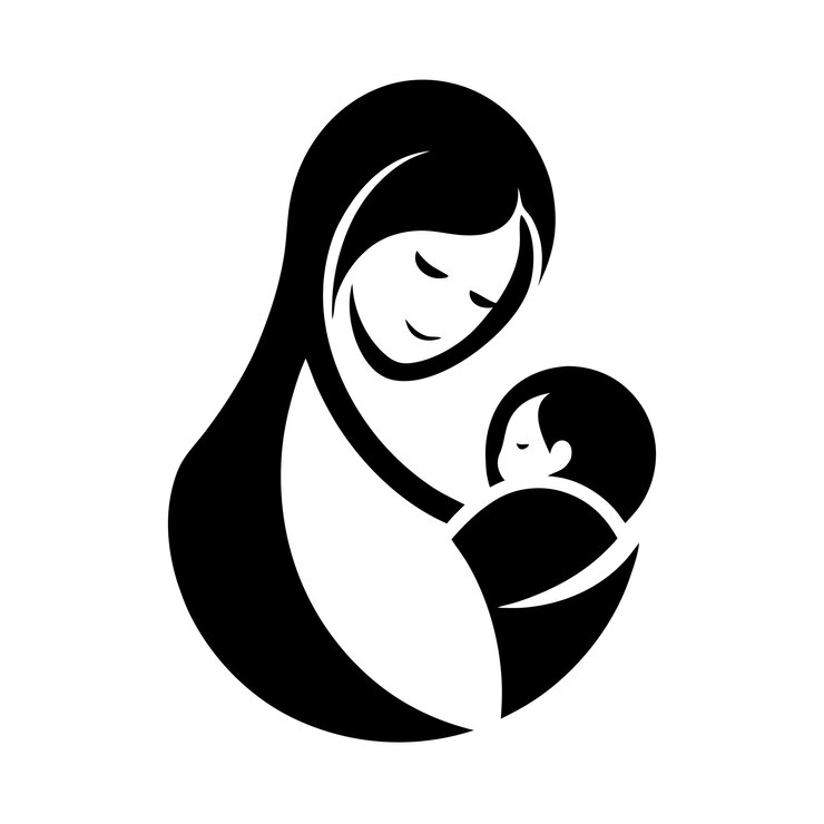 Cuidado de la madre y el bebé silueta ilustración de arte vectorial vínculo amoroso y momentos tiernos