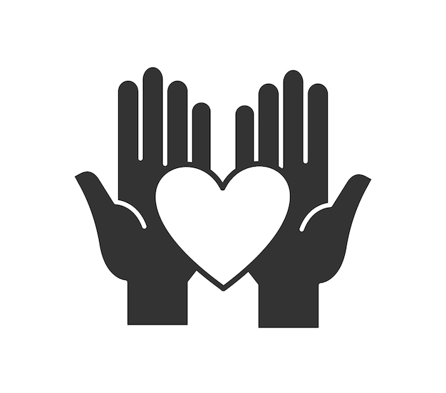 Cuidado de las manos con el icono del corazón negro