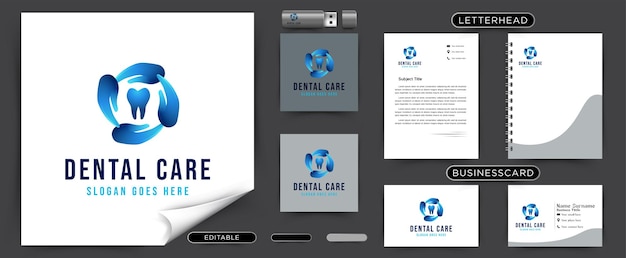 Cuidado de las manos logo dental Ideas Inspiración logo diseño Plantilla Vector Ilustración Aislada Sobre Fondo Blanco