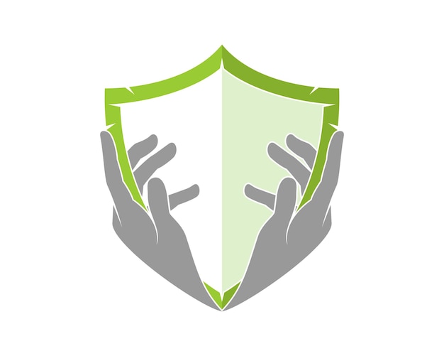Cuidado de manos con logo de escudo verde