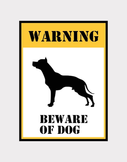 Cuidado con el perro Ilustración vectorial aislada dibujada a mano sobre fondo blanco