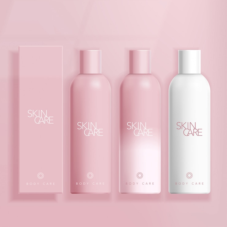 Cuidado de la piel / Cosméticos / Cuidado de la salud Boston Botella en fondo rosa