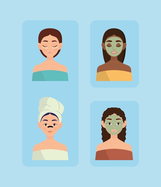 cuidado de la piel de las mujeres aplicar máscaras, icono