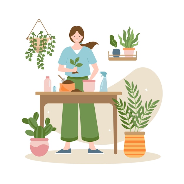 Cuidado de plantas de interior en huerto urbano