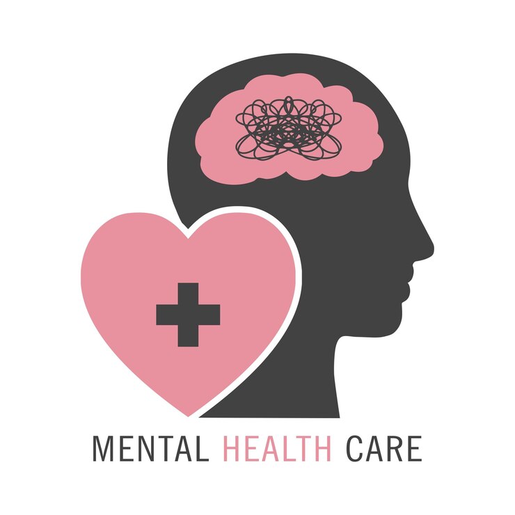 Cuidado de la salud mental Mes de concientización sobre la salud mental Póster con persona y cerebro Ilustración de psicología