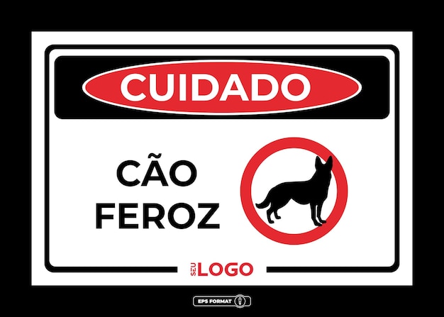 Vector cuidado con las señales de perros feroces