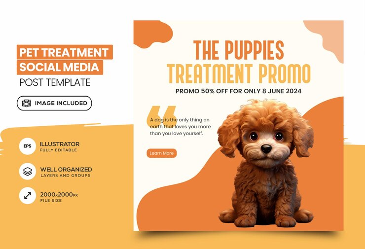 Cuidado y tratamiento de perros en las redes sociales 4 post design
