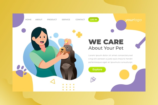 Cuidamos a su mascota - Vector Landing Page