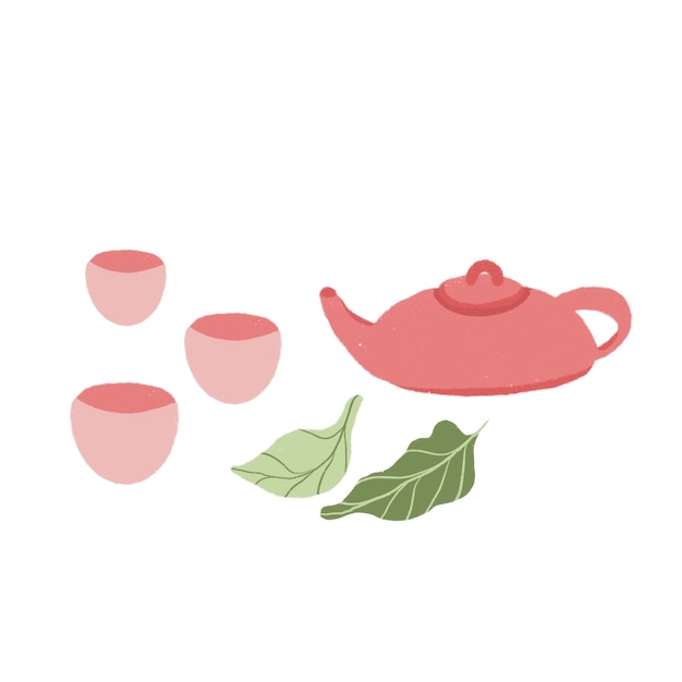 Cultura de lomos de taza de té y tetera
