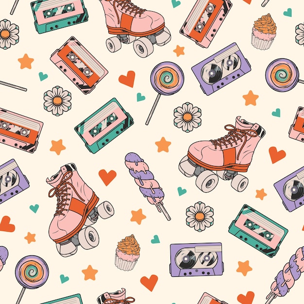 Cultura retro patrón sin costuras de colores