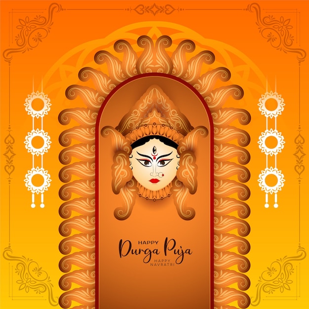 Vector cultural durga puja y happy navratri festival celebración diseño de tarjetas de felicitación