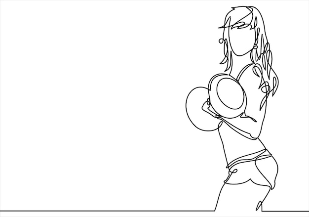 Culturismo o Fitness Club Mujer atlética Vector illustrationcontinuous line