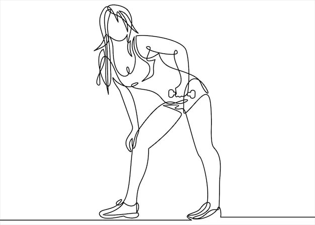 Culturismo o Fitness Club Mujer atlética Vector illustrationcontinuous line