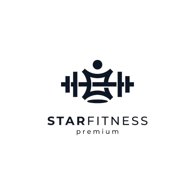 Vector culturista con barras y estrellas para el logo de fitness