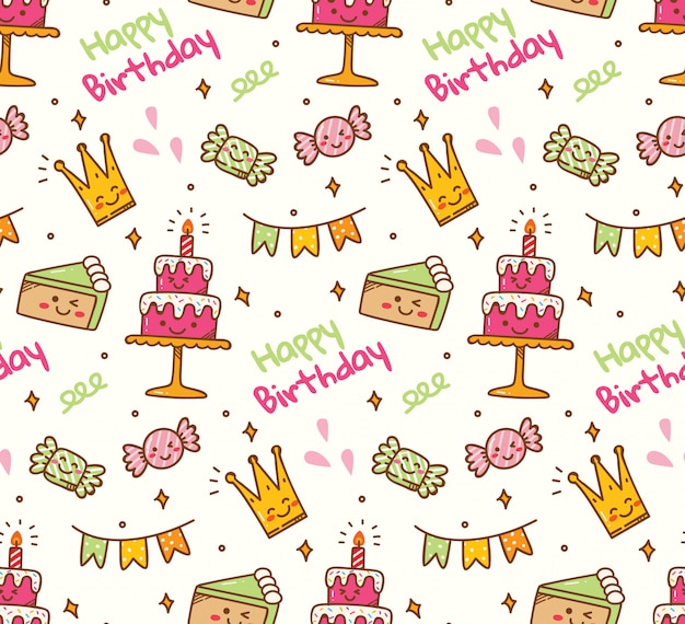 Cumpleaños doodle de fondo sin fisuras