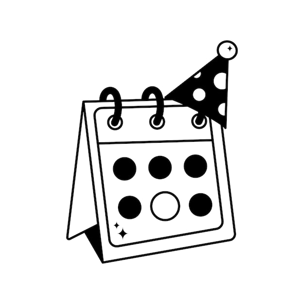 Cumpleaños fecha doodle vector contorno pegatina EPS 10 archivo