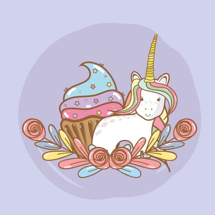 Vector cumpleaños, fiesta, unicornio, dibujos animados de fiesta