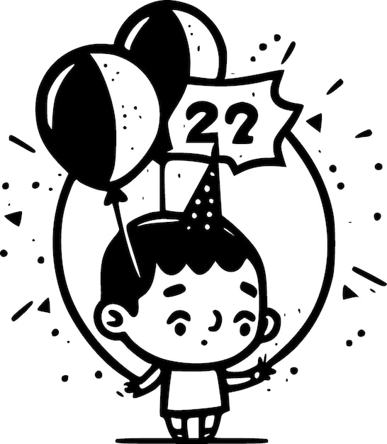 Cumpleaños icono aislado blanco y negro ilustración vectorial