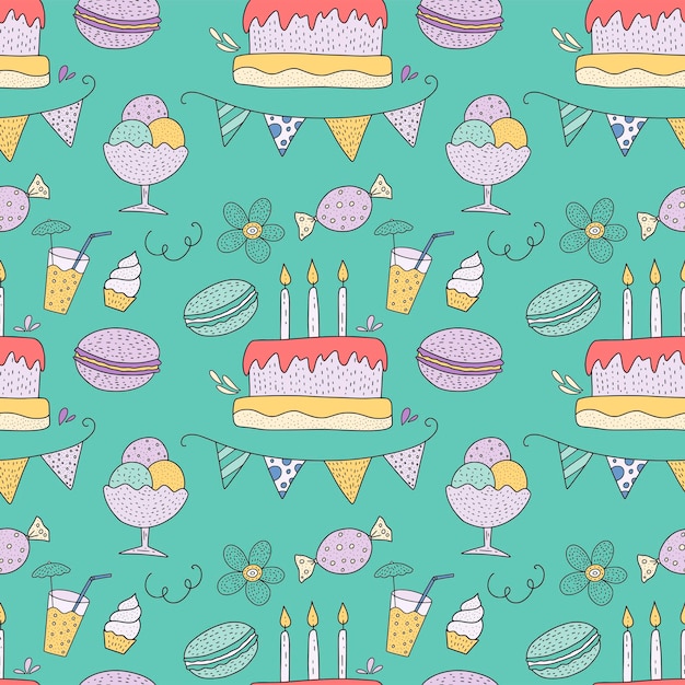 Cumpleaños vector de patrones sin fisuras Linda ilustración de saludo