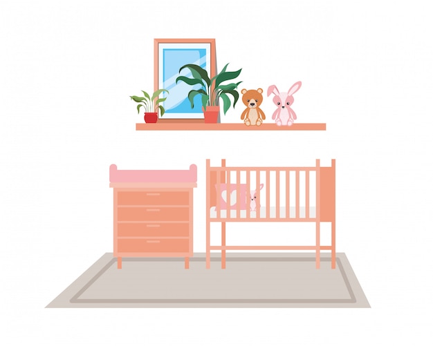 Cuna aislada en la habitación