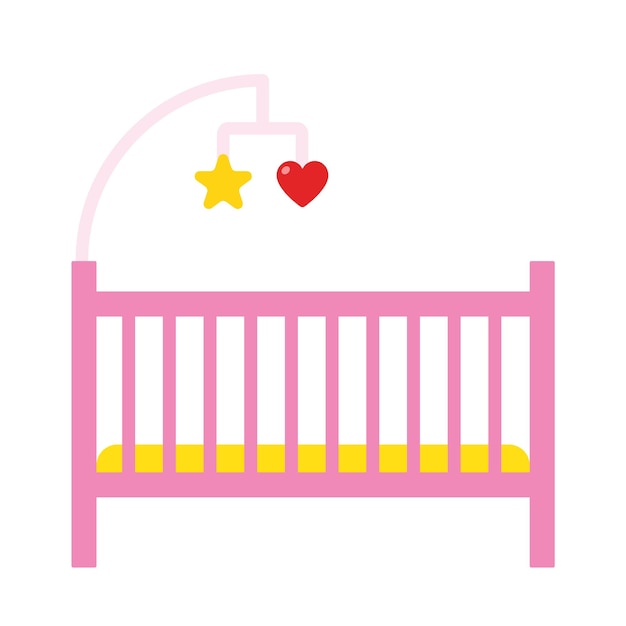 Cuna para bebés Cama para bebés Ilustración en color rosa