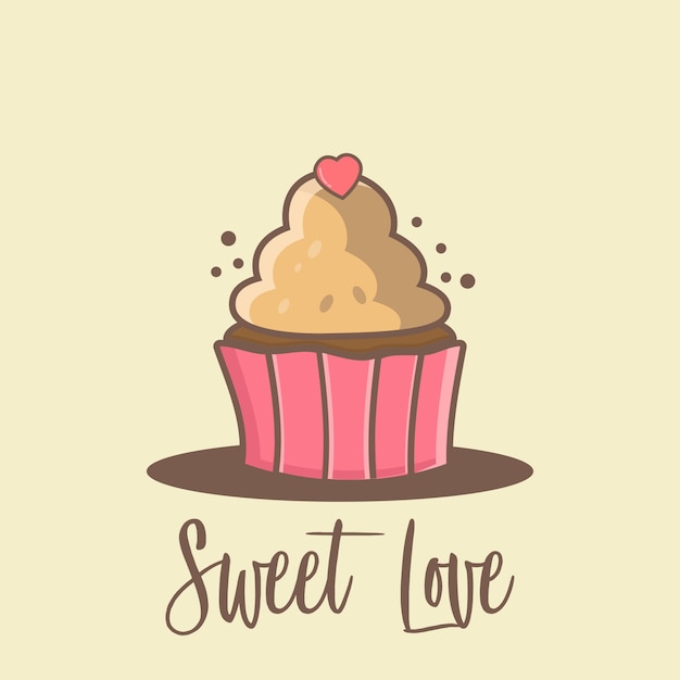 Vector cup cake fondo de dibujos animados para los días de san valentín