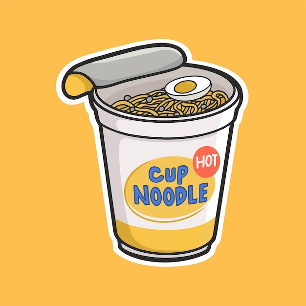 Cup Noodles Ramen Cup Sticker Vector Ilustración muy linda