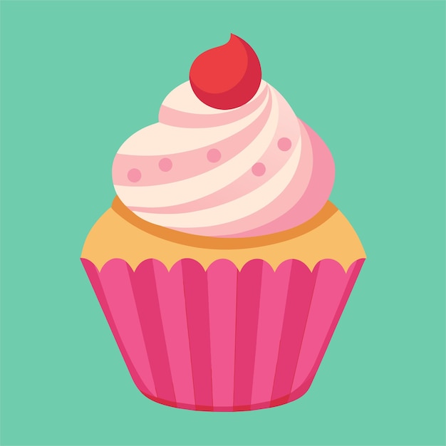 un cupcake con una cereza en la parte superior