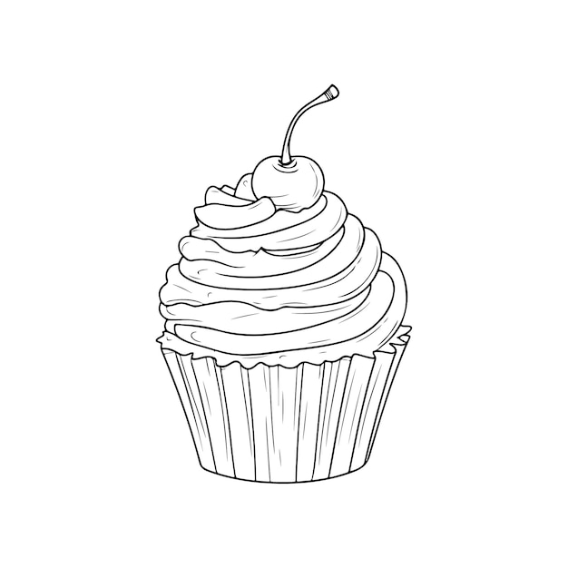 un cupcake con una cereza en la parte superior
