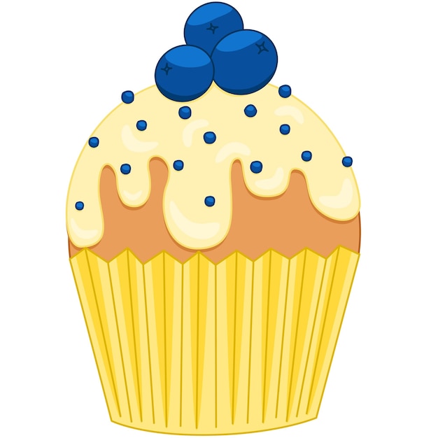 Cupcake con cobertura de crema y pastelería aislado sobre fondo blanco vector
