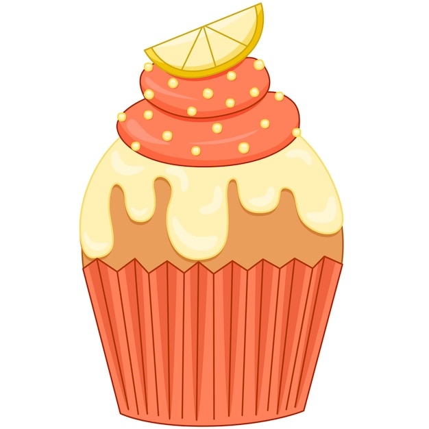 Cupcake con cobertura de crema y pastelería aislado sobre fondo blanco vector