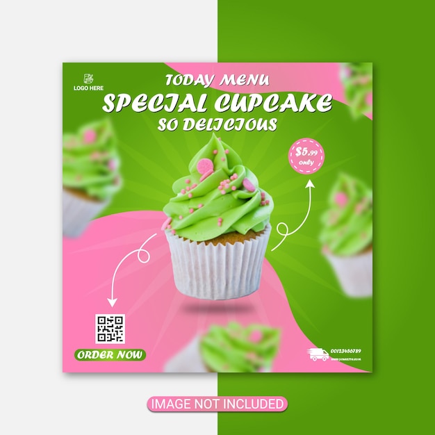 Cupcake instagram post diseño vector premium