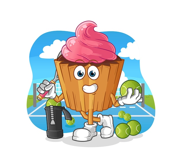 Cupcake juega vector de caracteres de ilustración de tenis