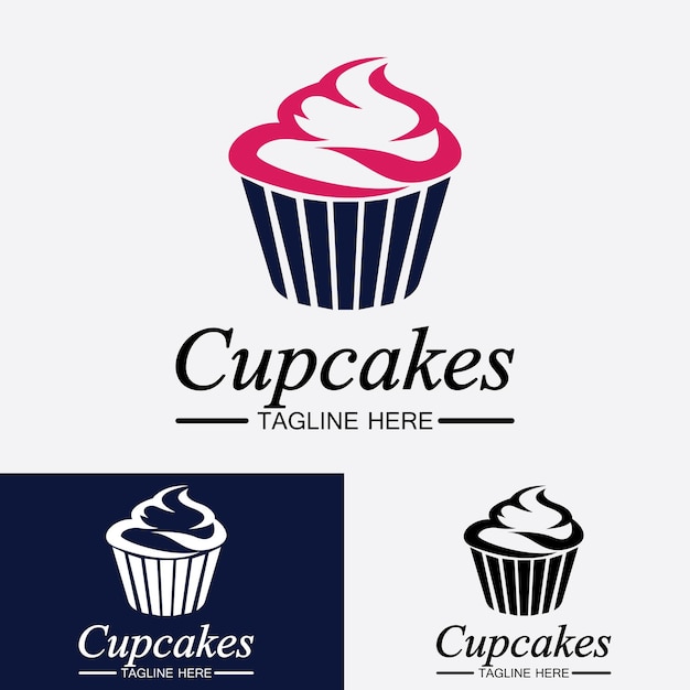 Cupcake logo diseño vector plantilla cupcakes panadería icono